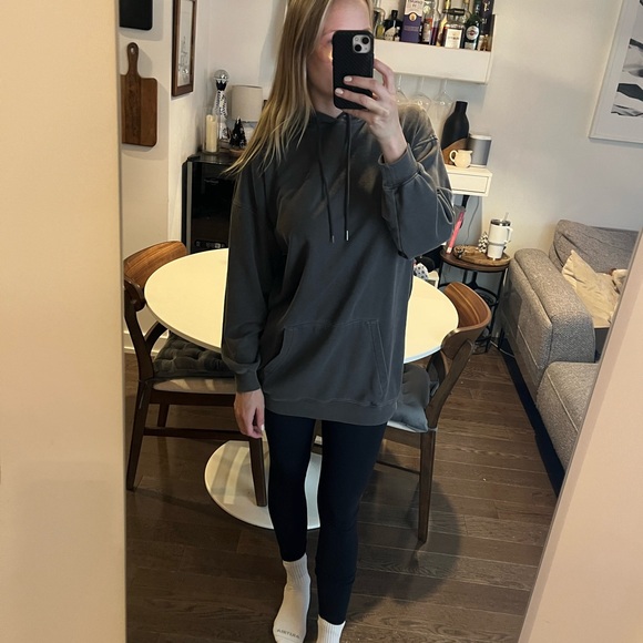 Trendy Oversized Gray Hoodie - Picture 1 of 4